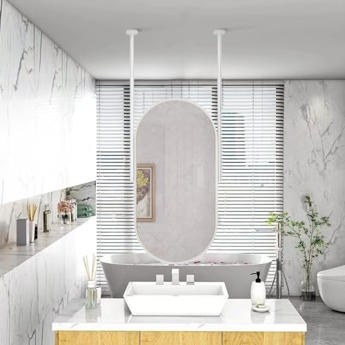 Miroir ovale de salle de bain 50x60 cm à double bras et cadre blanc