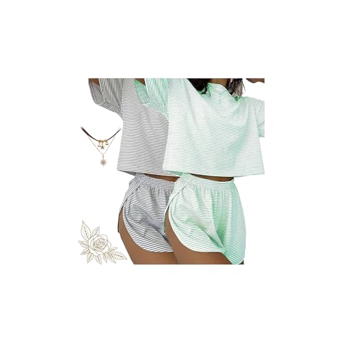 Softair Loungewear, Split Short Pajama Set, Womens Comfort 2 Piece Shorts Split Loungewear