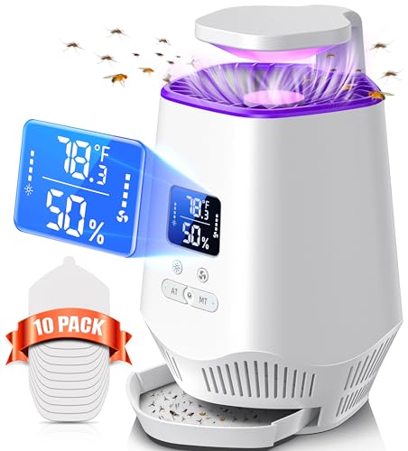 Image of Fruit Fly Traps for Indoors, Smart Fly Trap Indoor Bug Zapper Gnat Traps for House Indoor with Temperature and Humidity Sensor, 10PCS Sticky Boards White 02
