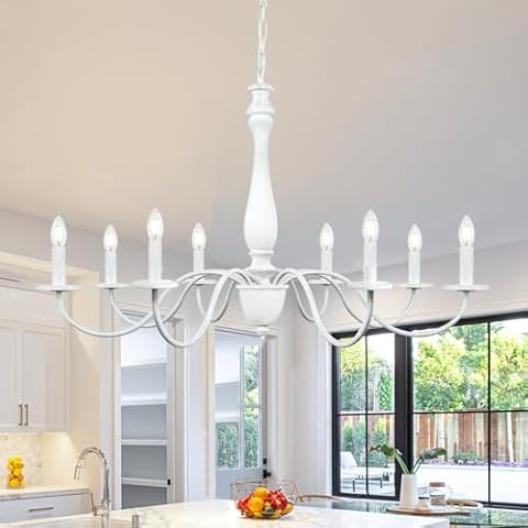 KMaiPem Vintage White 8-Light Chandelier Cover