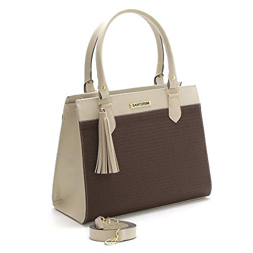 Bolsas Femininas Grande, Pequena e Carteira Santorini Handbag (Creme/Marrom)