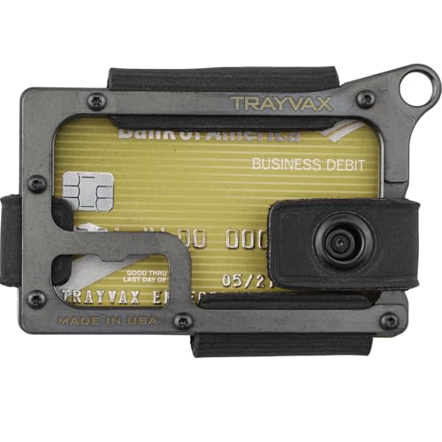 Image of Trayvax Contour Wallet, RFID Front Pocket Money and Credit Card Holder, Minimalist Slim Leather Metal Wallet for Men and Women, Black Stealth Black