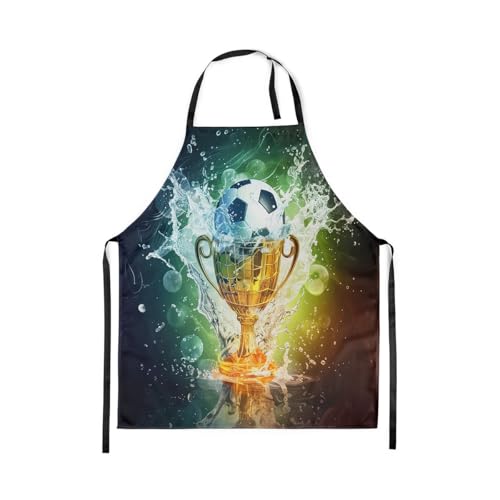 Homewish 3D Fußball Cup Kochen Schürze Fußball Sport Spiel Chef Schürze 3D Gedruckte Schürze Teens Sport Thema Küche Schürze für Kinder Jungen 78x66 (LxW)
