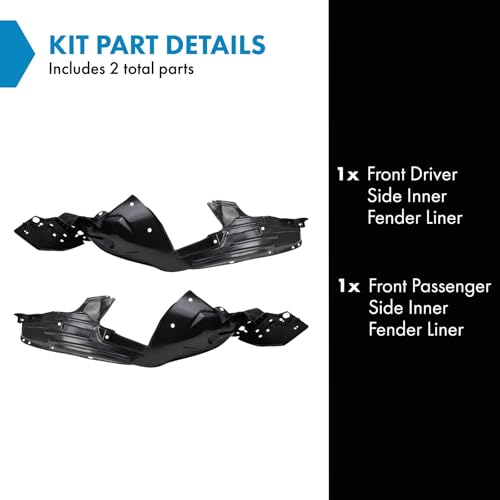 Image of TRQ Front Inner Fender Liner Set Compatible with 2009-2013 Honda Fit HO1248132 HO1249132