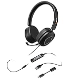 Wantek USB Headsets with Microphone for PC, Stereo Computer Headset with Mic Noise Reduction & in-line Control, 3.5mm/USB Wired Headphones, PC Headset with Mute for Zoom Skype Webinar Home Office
