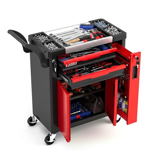 Rolling Tool Chest with Wheels and Lockable Drawers