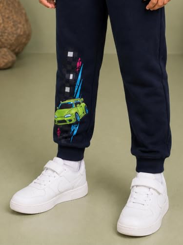 Image of KiddoPanti Boys Solid Fleece Track Pants | Cotton Poly Fleece Fabric | Ankle Length Bottom Rib | 2 Front Patch Pocket | Elastic Waist & Drawcord | Jogger Track Pants for Boys