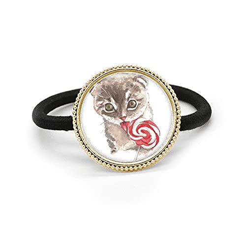 Goma Little Cat Lollipop Acuarela tocado de pelo metálico y banda elástica original