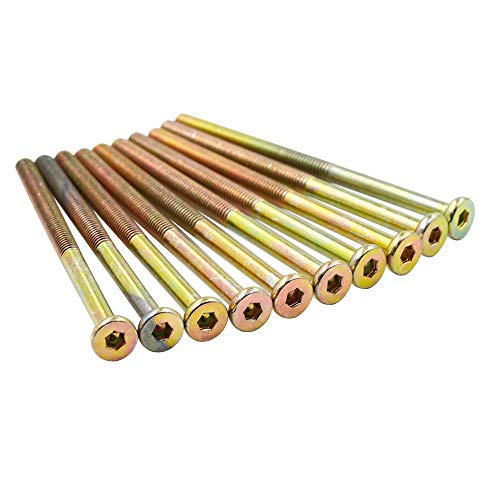 Mecion 10 Pcs Crib Screws M6 x 90mm Zinc Plated Hex Socket Head Cap Screws for Beds Headboards Chairs Furniture