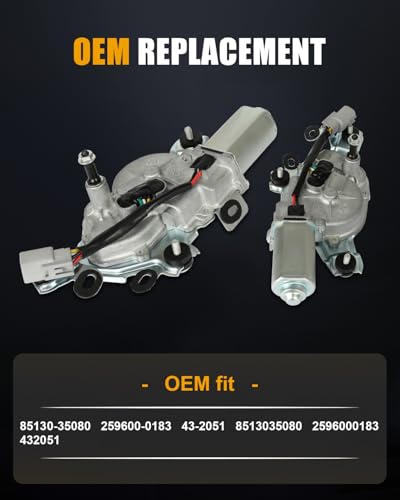 Image of ROADFAR Rear Windshield Wiper Motor Fit for Toyota for 4Runner 2003-2009 | For Toyota For 4Runner 2003-2009|Replace 85130-35080|259600-0183|43-2051|8513035080|2596000183|432051|5 Pins