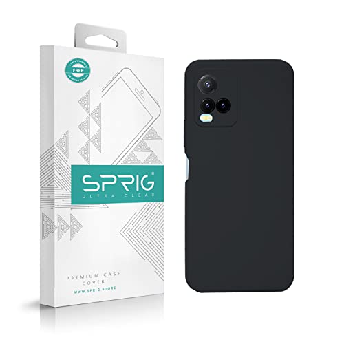 Image of SPRIG Compatible with VIVO Y33s Phone Liquid Silicone Cover Premium Back Cover Drop Tested Shock Proof Mobile Case for Men, Women, Boys and Girls with Camera Protection (Black)