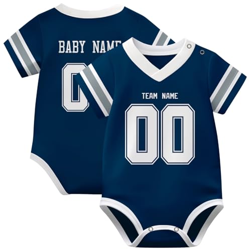 Image of KREDE Baby Clothes Unisex Bodysuit Jersey Style Custom Name Number for Baby Boys