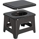 Dajie(ダジエ) スツーレStep 簡易トイレ 軽量化を追求した ポータブルトイレ 携帯トイレ 耐荷重150kg 排便袋&凝固剤入り (ブラック, S)