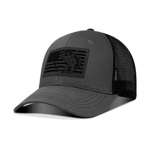 Image of Fishing Hat Fishing Gifts for Men, Bass Fish Flag Hats, Fishing Gear Accessories Stuff, Adjustable Fishing Trucker Hat