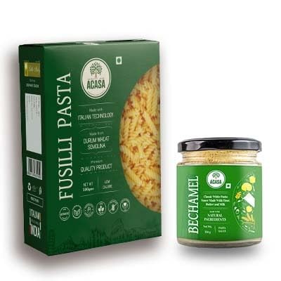 Acasa Fusilli Pasta 450 gm and Bechamel Sauce 150ml by Little Italy