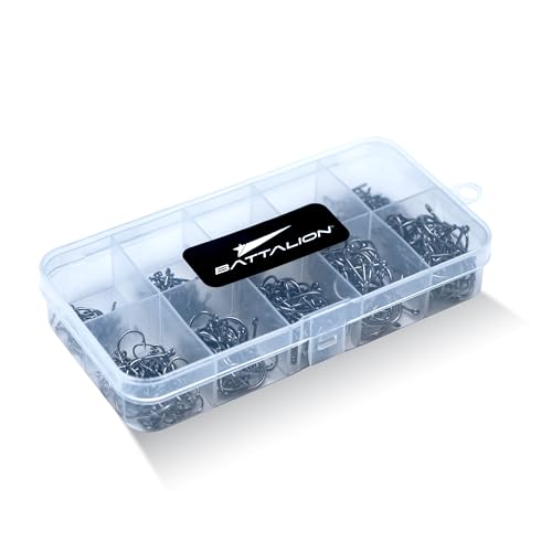 Battalion Fishing Hooks (500pcs Hooks Set) High Carbon Steel Double Barb Hooks | Freshwater/Seawater Jig Hooks (B0DGQMMW9T) Amazon Price History, Amazon Price Tracker