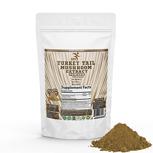 Turkey Tail Extract Powder - 50% Poly - 20:1 Powder - 100G by SMS - Natural Immune System Support and Digestive Support - Daily Mushroom Supplement Organic Non GMO