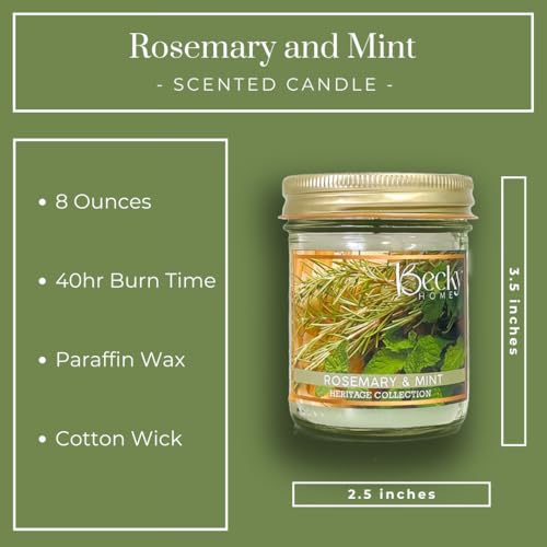 Becky Home Rosemary Mint Scented Candle In Clear Mason Jar thumb #1