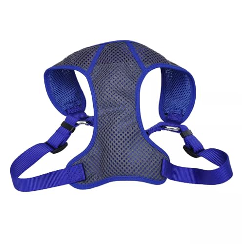 Coastal Pet Comfort Soft Sport Wrap Adjustable Dog Harness - Large & Small Dog Harness - Durable Harness for Dogs with Mesh Chest Pad - Grey with Blue, 5/8' x 16-19'