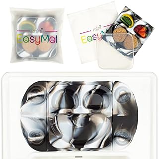 EasyMat Mini Portable Silicone Baby Suction Plate by EasyTots | Lid and Carry Case Included | Travel Friendly | Perfect Placemat for High Chair Feeding & Baby Led Weaning (Zebra)