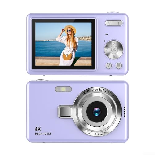 SMZhomeone 1080P CCD-Kamera mit 96 MP Bildsensor, 16-facher Digitalzoom, Autofokus-Funktion und 2 10,2 cm IPS-HD-Bildschirm für Vlogging und Fotoaufnahmen (lila)