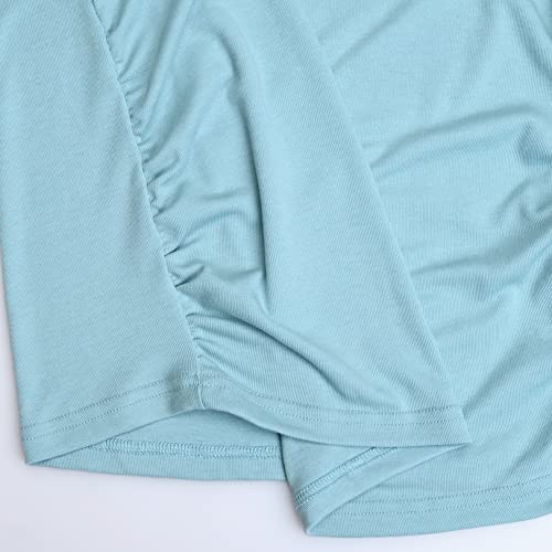 Debelly Maternity Ribbed Tank Top Crew Neck Sleeveless Mama Cloth Soft Lightweight Pregnancy Camisole Side Pleated Women Vest,Light Blue,L #TOP4