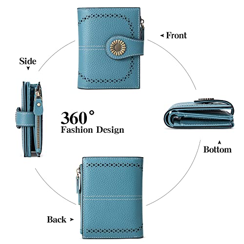 Sendefn Small Womens Wallet Leather Bifold Card Holder Rfid Blocking With Zipper Coin Pocket #TOP3
