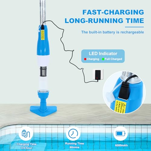 Image of 4 in 1 Cordless Rechargeable Small Pool Vacuum spa hot tub | 90 Mins Running Time, 12 Gallons /Min Powerful Suction 2026 new