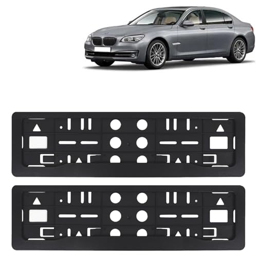 Image of KINGSWAY 7 Series Car Number Plate Frames for All 2014 to 2017 Models of B-MM-W Car Registration Plate Holders, Black Licence Plate Covers (Front and Rear), Universal Size 51.5 x 14.5 cm