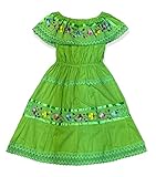 Hand Made Girl's Mexican Dresses (Green, 4)