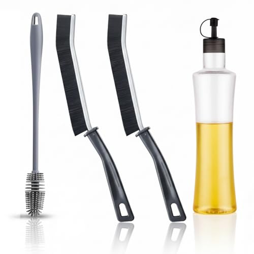Image of KBS Bottle Cleaning Brush Silicone Long Handle for Water Bottle Containers Vase and Glass Sports Bottle Cleaner for Home and Kitchen Accessories Item (1-BOTTLEBRUSH+2GAPBRUS+1-SILKYOILBOTTLE)