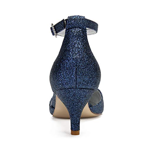 ADMLZQQ Wedding Sequins Mid Heels Pointed Toe Closed Toe Dress Evening Shoes for Women Bridal Bride3