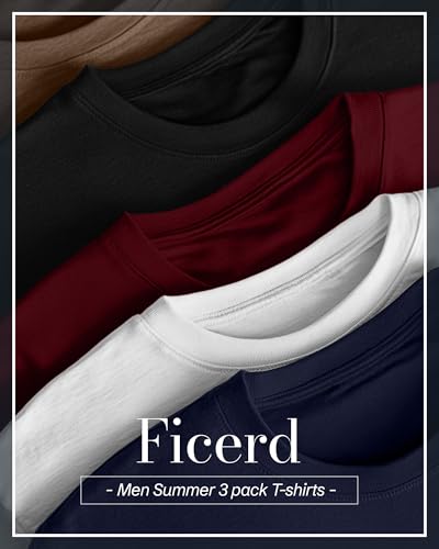 Ficerd 3 Pack Men's Big and Tall Shirts Short Sleeve Cotton Tee Crew Neck Basic Casual Top Loose Fit Summer T Shirts3