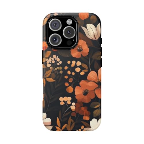 Motif floral d'automne coque iPhone 16 Pro marron pour le quotidien