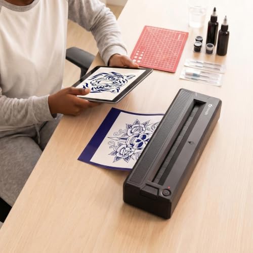 Image of Tattoo Stencil Printer Machine Bluetooth, Thermal Tattoo Transfer Printer, Wireless Tattoo Printer for Tattoo Artists and Beginners, Support Both Mobile & PC, Black