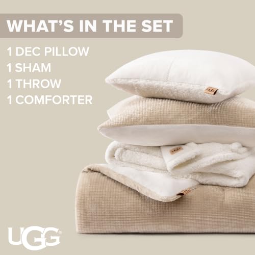UGG Remina Twin Comforter Set, Dorm Bed in a Bag, 4-Piece, Beige Birch - image 4