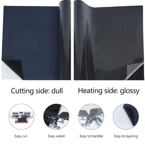 Image of guangyintong Glitter Heat Transfer Vinyl 12 inch x 25ft Black Iron on Vinyl