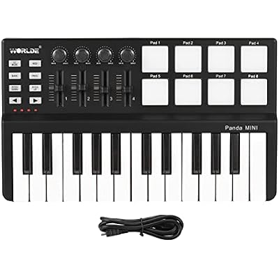 وحدة تحكم Midi ، لوحة مفاتيح Usb صغيرة محمولة 25 مفتاحًا ووسادة أسطوانة وحدة تحكم Midi