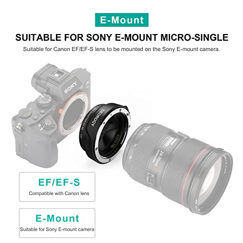 Anillo adaptador de montura Canon EF/EF-S a Sony E, con enfoque automático y control de apertura para cámaras Sony A7III, A7RIII, A7IV, A9, A6600 miniatura 4