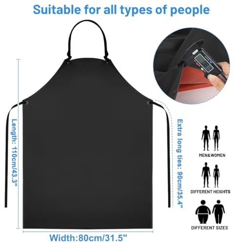 DBREAKS Unisex Schürze Metzgerschürze Arbeitsschürze mit Ärmelschützer, PVC Wasserdicht Schürzen, Gummischürze, Ölresisten Schürze, Latzschürzen Gastronomie, Industrial Apron, Metzgereibedar, Schwarz