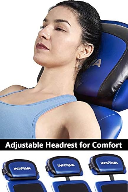 INNOVA HEALTH AND FITNESS ITM4800 Advanced Heat and Massage Inversion Table,Black/ Blue / Gray