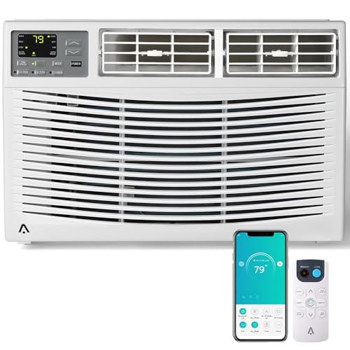 12000 BTU Window Air Conditioner 115v, Fast Cooling for Rooms Up to 550 Sq.Ft, WiFi-Enabled with Remote Control Reusable Filter, Ideal for Apartment,