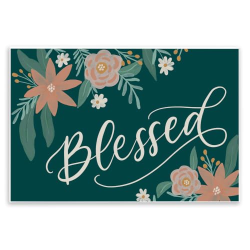 Blessed Floral Green Blossoms, 10 x 15 Inch Mounted Print on Wall Plaque