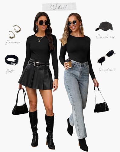 WIHOLL Long Sleeve Shirts for Women Fall Fashion Crewneck Ribbed Sweaters Slim Fit Tshirts Winter Clothing Layer Basic Tees3