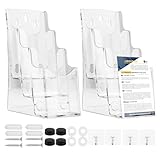 Saycker Prospekthalter, Acryl-Broschürenhalter, 3 Etagen, 10,2 cm breit, Wandhalterung, transparenter Arbeitsplatten-Organizer, Prospektständer, Literaturheft-Halter für Broschüren, 2 Stück