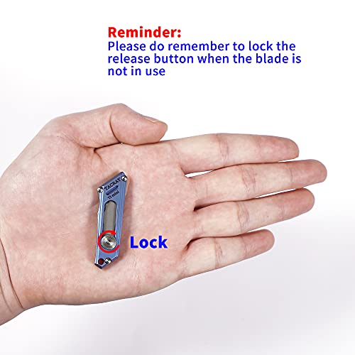 Tacray Titanium Utility Mini Knife, Small Box Cutter With Retractable And Replaceable Blade For Multiple Cutting Tasks And Edc, Comes With 2Pcs Of Extra Blades For Replacement (Blue) #TOP4