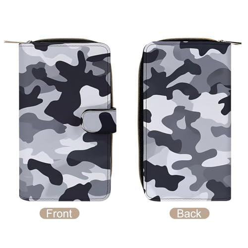 Gray Camouflage Womens PU Leather Wallet Long Purse Clutch Organizer for Office Travel3