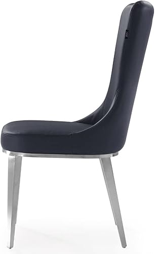 Miniatura 6 de ZURI Modern Norma Silla de comedor - Negro con base de acero inoxidable cepillado Negro,Gris,https://www.amazon.com/dp/undefined