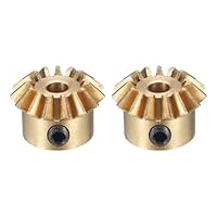 QUARKZMAN 2 Stück Kegelrad 0,8 Modul 1:1 Übersetzungsverhältnis 15Z 3mm Bohrung Kegelräder Messing, 45 Grad Lenkgetriebe für Hardware-Mechanik-Rotation, Gelb