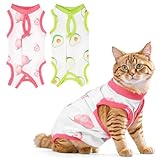 2 Stück Katzenbody Nach OP,Katzen OP-Anzug für Kastration und Erholung,Atmungsaktiver Anti-Leck-Anzug Katze,Katzen Einteiler Nach Operationen,Katze Erholung Anzug Alternative zum Halskragen
